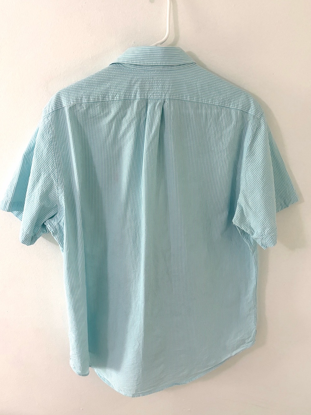 Polo by Ralph Lauren Light Blue Seersucker Short-Sleeve Shirt, Size: XL - Picture 2 of 5